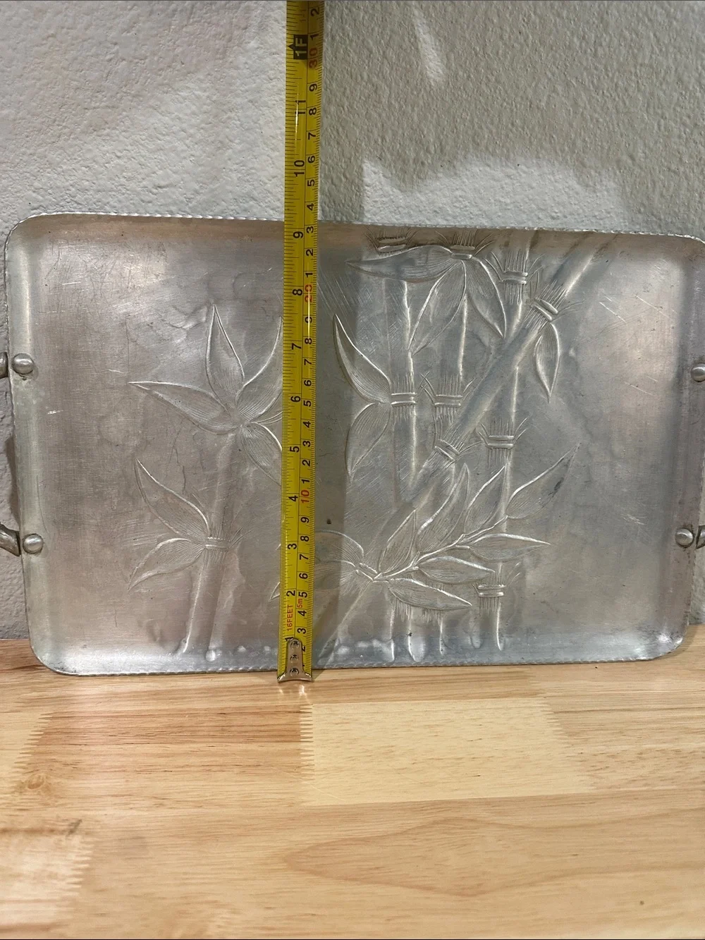 Everlast Metal Hand Forged Aluminum Serving Tray Bali Bamboo MCM